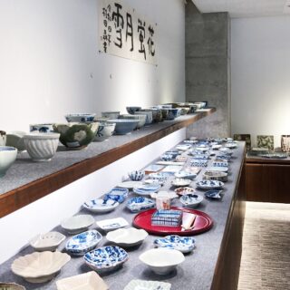 美品 未使用 村田森さん 古染付　骨董写し 美品 未使用 村田森さん 染付市松角丸皿 美品 未